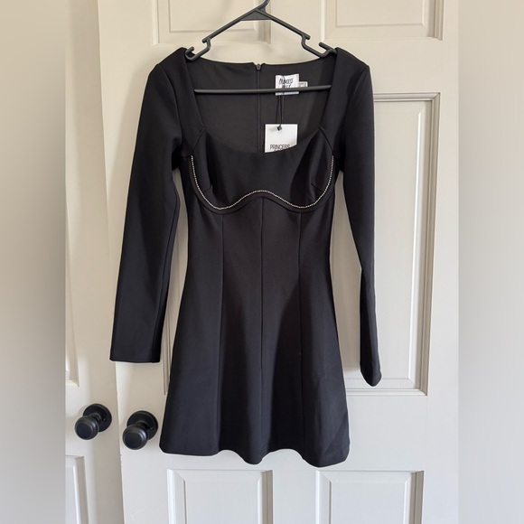 Princess Polly Dresses & Skirts - Princess Polly LUNARA LONG SLEEVE MINI DRESS BLACK Size 4 NWT